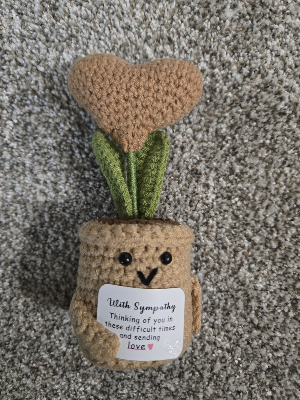Handmade Crochet Emotional Support Plant - Cute Desk Decor Sympathy Gift
